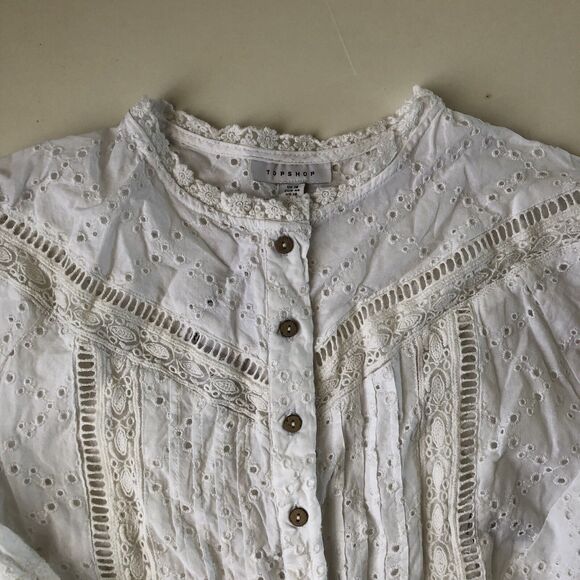 TopShop Women’s Cropped Eyelet Top Size 14 NWT 06052025 - Picture 8 of 12